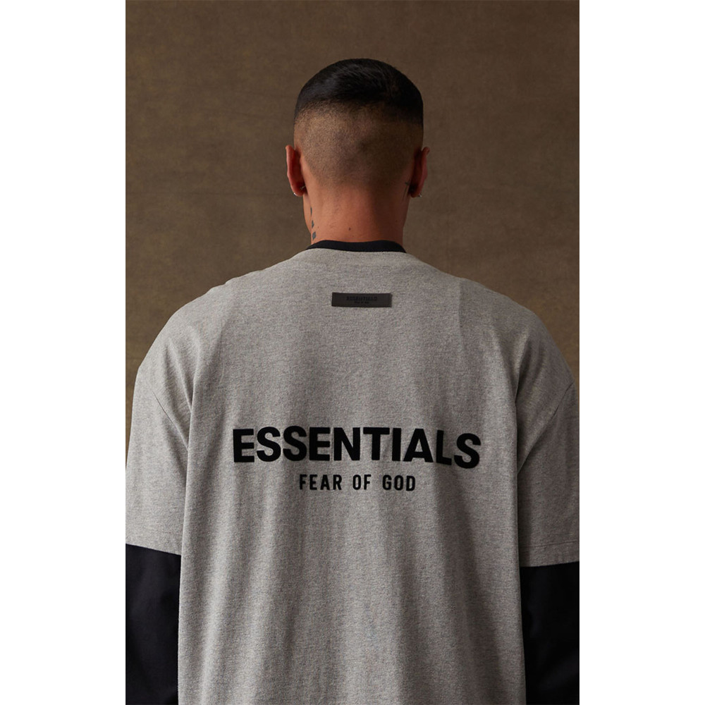 Fear of God ESSENTIALS Classic Flock Print T-Shirt Dark Oatmeal