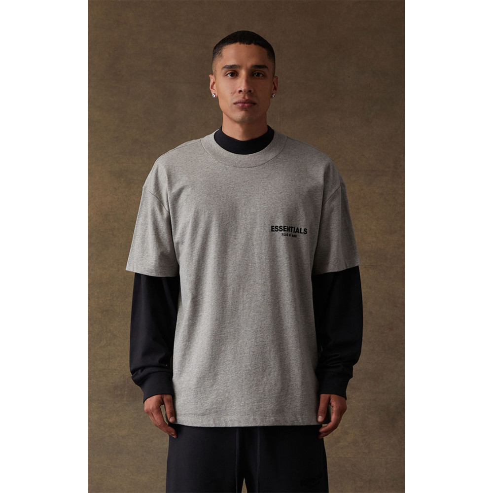 Fear of God ESSENTIALS Classic Flock Print T-Shirt Dark Oatmeal