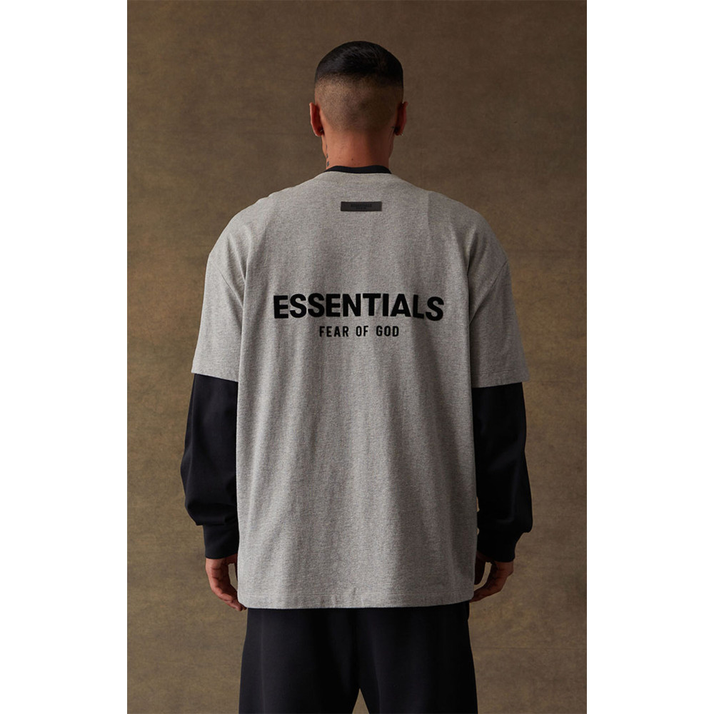Fear of God ESSENTIALS Classic Flock Print T-Shirt Dark Oatmeal