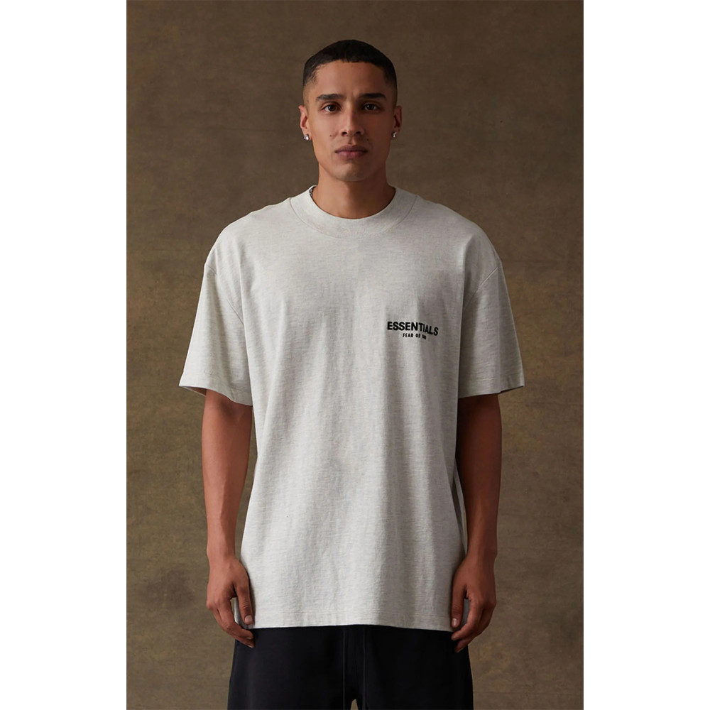 Fear of God ESSENTIALS Classic Flock Print T-Shirt Light Oatmeal
