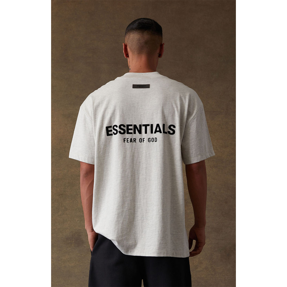 Fear of God ESSENTIALS Classic Flock Print T-Shirt Light Oatmeal