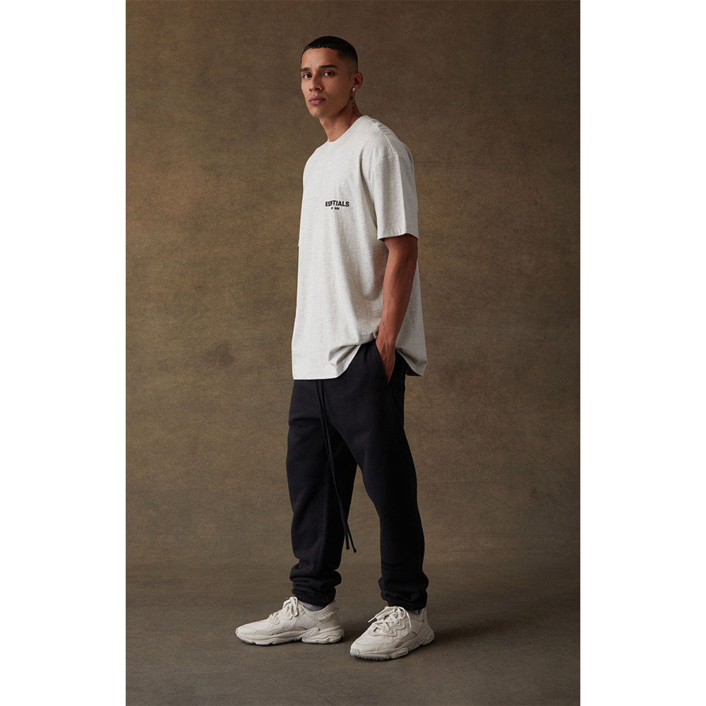 Fear of God ESSENTIALS Classic Flock Print T-Shirt Light Oatmeal
