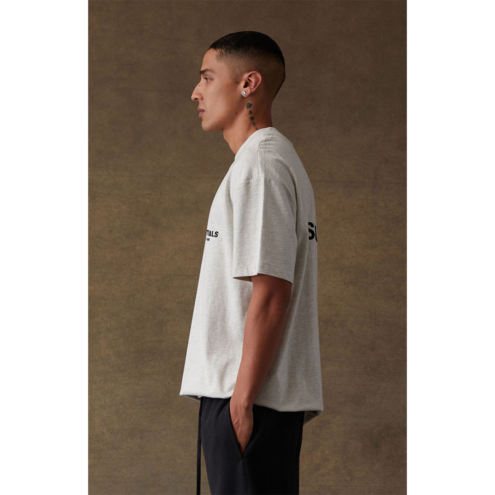 Fear of God ESSENTIALS Classic Flock Print T-Shirt Light Oatmeal