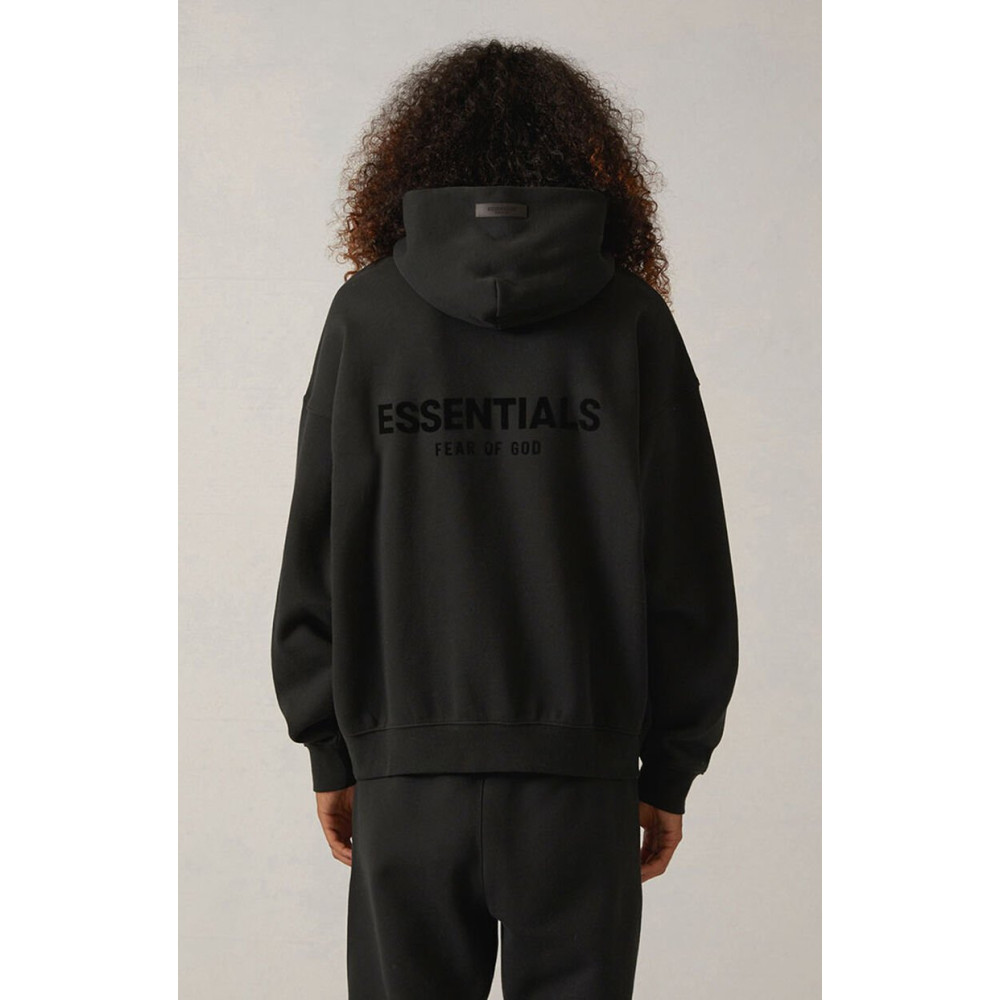 Fear of God Essentials Pullover Hoodie Flock Print Black