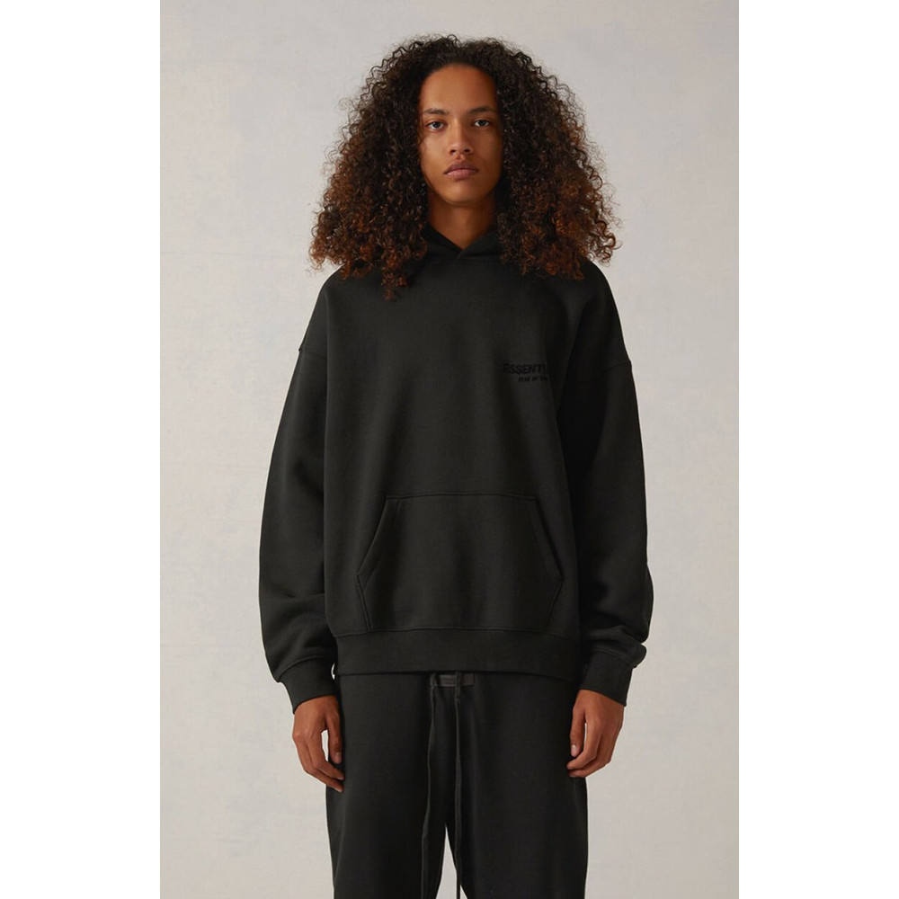 Fear of God Essentials Pullover Hoodie Flock Print Black