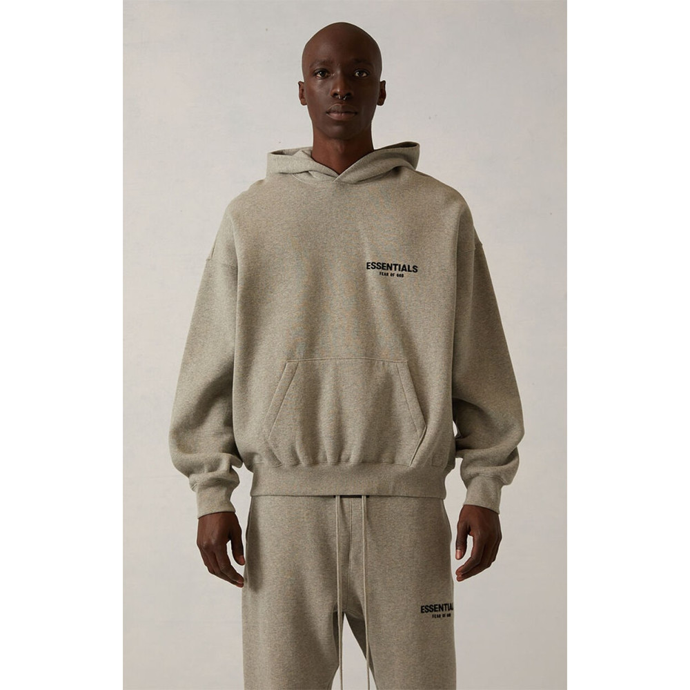 Fear of God Essentials Pullover Hoodie Flock Print Dark Oatmeal