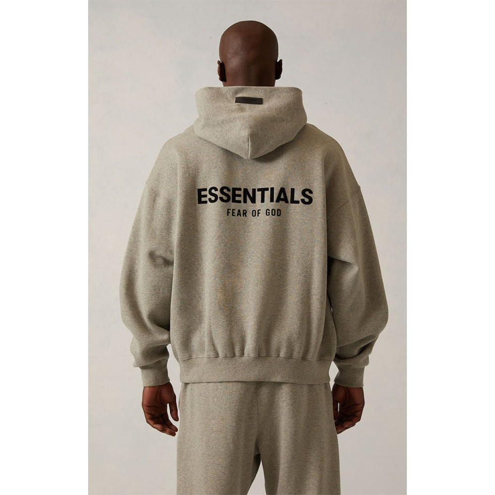 Fear of God Essentials Pullover Hoodie Flock Print Dark Oatmeal