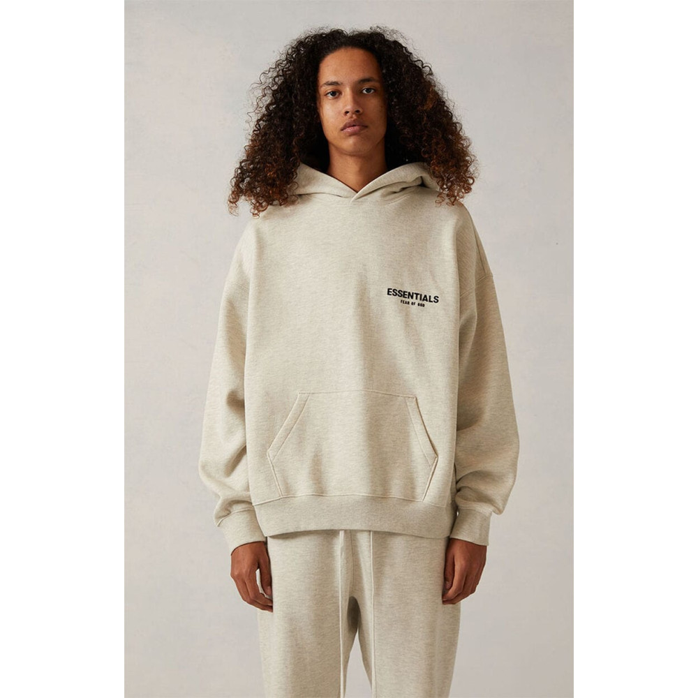 Fear of God Essentials Pullover Hoodie Flock Print Light Oatmeal