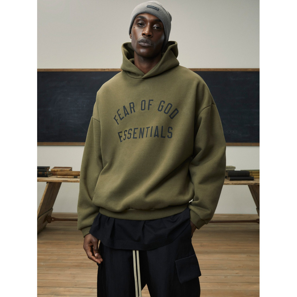 Fear of God Essentials Collegiate Fleece Hoodie Olive